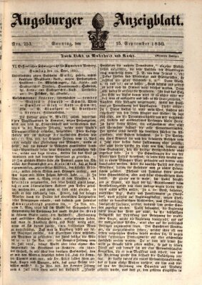Augsburger Anzeigeblatt Sonntag 15. September 1850