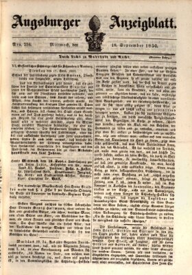 Augsburger Anzeigeblatt Mittwoch 18. September 1850