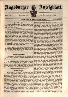 Augsburger Anzeigeblatt Freitag 20. September 1850