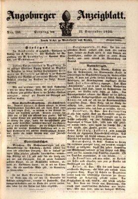 Augsburger Anzeigeblatt Sonntag 22. September 1850