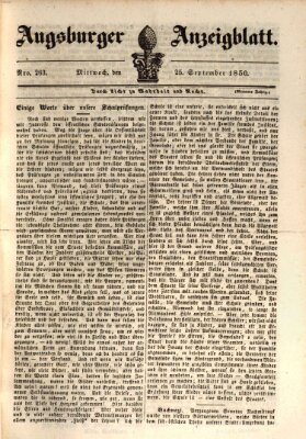 Augsburger Anzeigeblatt Mittwoch 25. September 1850