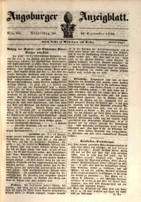 Augsburger Anzeigeblatt Donnerstag 26. September 1850