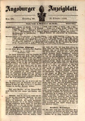 Augsburger Anzeigeblatt Dienstag 22. Oktober 1850