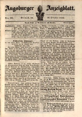 Augsburger Anzeigeblatt Mittwoch 30. Oktober 1850