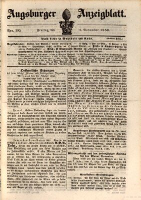 Augsburger Anzeigeblatt Freitag 1. November 1850