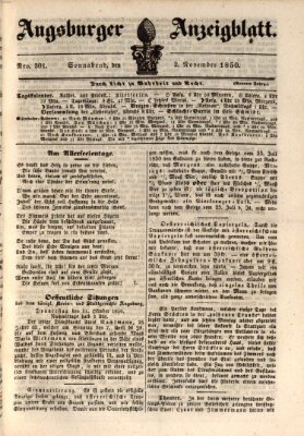 Augsburger Anzeigeblatt Samstag 2. November 1850