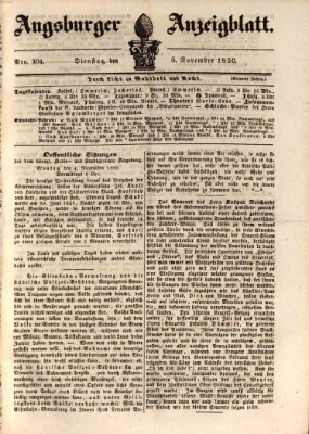 Augsburger Anzeigeblatt Dienstag 5. November 1850