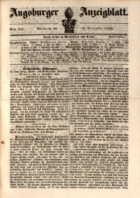 Augsburger Anzeigeblatt Mittwoch 13. November 1850