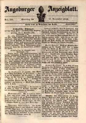 Augsburger Anzeigeblatt Sonntag 17. November 1850