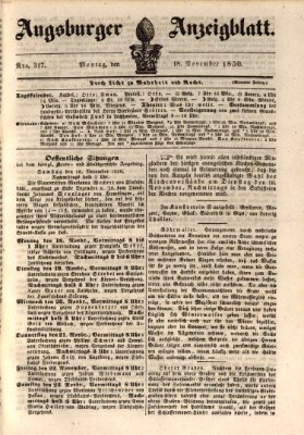 Augsburger Anzeigeblatt Montag 18. November 1850