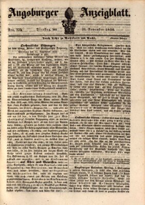 Augsburger Anzeigeblatt Dienstag 26. November 1850