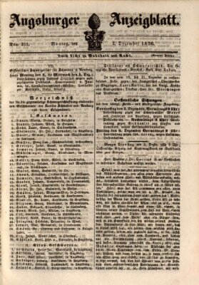 Augsburger Anzeigeblatt Montag 2. Dezember 1850