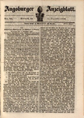 Augsburger Anzeigeblatt Mittwoch 11. Dezember 1850