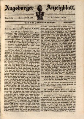 Augsburger Anzeigeblatt Samstag 14. Dezember 1850