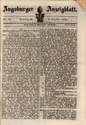 Augsburger Anzeigeblatt Sonntag 15. Dezember 1850