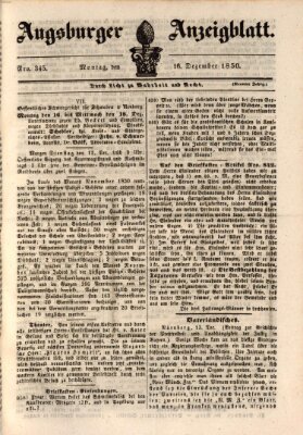 Augsburger Anzeigeblatt Montag 16. Dezember 1850