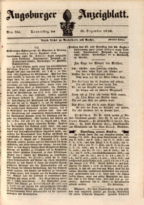Augsburger Anzeigeblatt Donnerstag 26. Dezember 1850