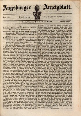 Augsburger Anzeigeblatt Dienstag 31. Dezember 1850