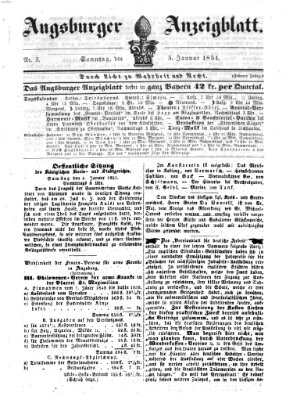 Augsburger Anzeigeblatt Sonntag 5. Januar 1851