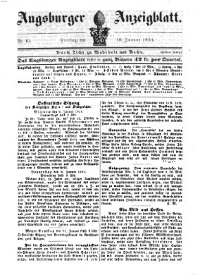 Augsburger Anzeigeblatt Freitag 10. Januar 1851