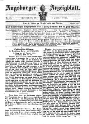 Augsburger Anzeigeblatt Samstag 11. Januar 1851