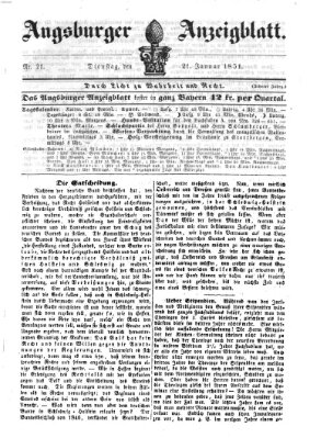 Augsburger Anzeigeblatt Dienstag 21. Januar 1851