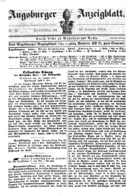 Augsburger Anzeigeblatt Donnerstag 23. Januar 1851