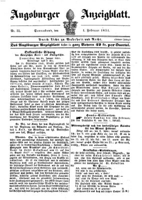 Augsburger Anzeigeblatt Samstag 1. Februar 1851