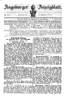 Augsburger Anzeigeblatt Freitag 7. Februar 1851