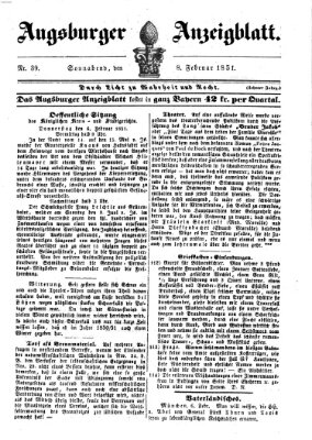 Augsburger Anzeigeblatt Samstag 8. Februar 1851