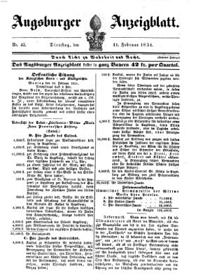 Augsburger Anzeigeblatt Dienstag 11. Februar 1851