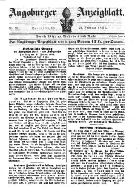 Augsburger Anzeigeblatt Samstag 22. Februar 1851