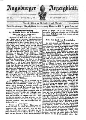 Augsburger Anzeigeblatt Donnerstag 27. Februar 1851