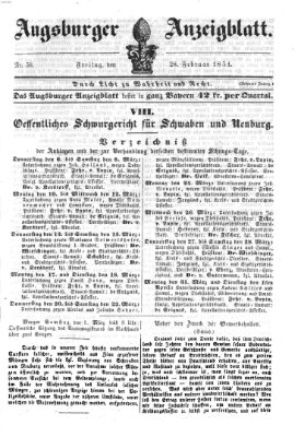 Augsburger Anzeigeblatt Freitag 28. Februar 1851