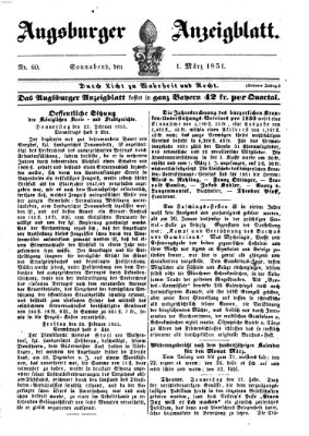 Augsburger Anzeigeblatt Samstag 1. März 1851