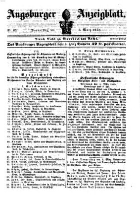 Augsburger Anzeigeblatt Donnerstag 6. März 1851