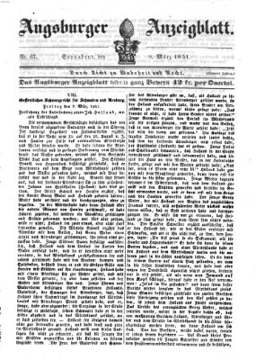 Augsburger Anzeigeblatt Samstag 8. März 1851