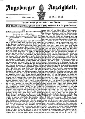 Augsburger Anzeigeblatt Mittwoch 12. März 1851