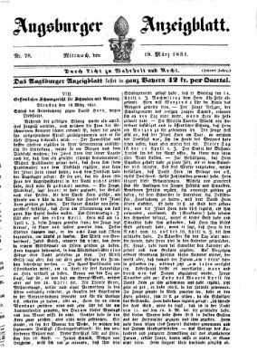 Augsburger Anzeigeblatt Mittwoch 19. März 1851