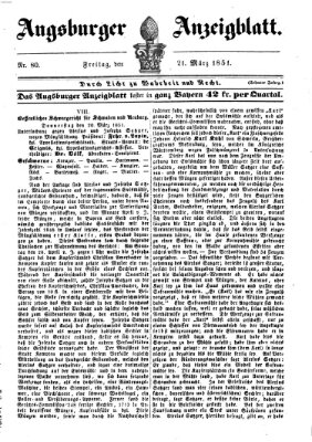 Augsburger Anzeigeblatt Freitag 21. März 1851