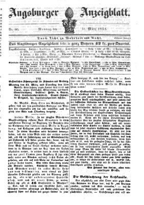 Augsburger Anzeigeblatt Montag 31. März 1851