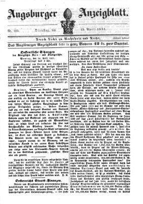 Augsburger Anzeigeblatt Dienstag 15. April 1851