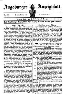 Augsburger Anzeigeblatt Samstag 19. April 1851