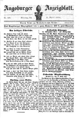 Augsburger Anzeigeblatt Montag 21. April 1851