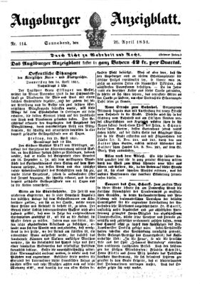 Augsburger Anzeigeblatt Samstag 26. April 1851