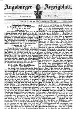 Augsburger Anzeigeblatt Sonntag 4. Mai 1851