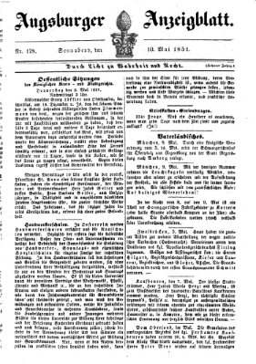 Augsburger Anzeigeblatt Samstag 10. Mai 1851