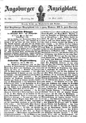 Augsburger Anzeigeblatt Sonntag 18. Mai 1851