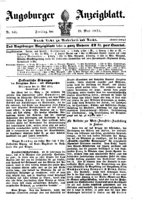 Augsburger Anzeigeblatt Freitag 23. Mai 1851