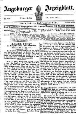 Augsburger Anzeigeblatt Mittwoch 28. Mai 1851